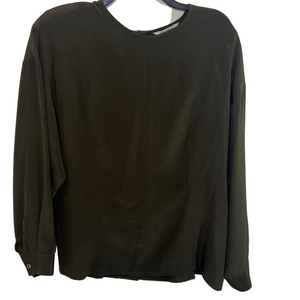 Paul Stanley women’s silk blouse long sleeves dark green vintage size 12